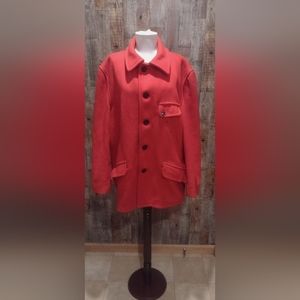 VINTAGE 1950'S J.C. HIGGINS SEARS RED WOOL FLANNEL LINED MACKINAW FIELD COAT